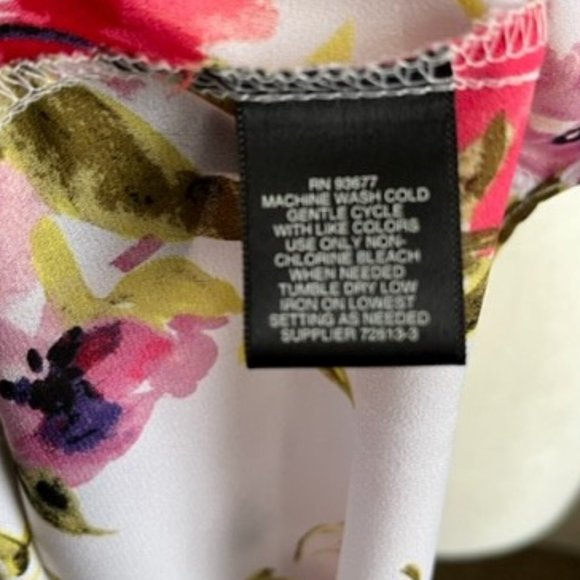 Liz Claiborne Career Floral Tie Front Top - Picture 6 of 6